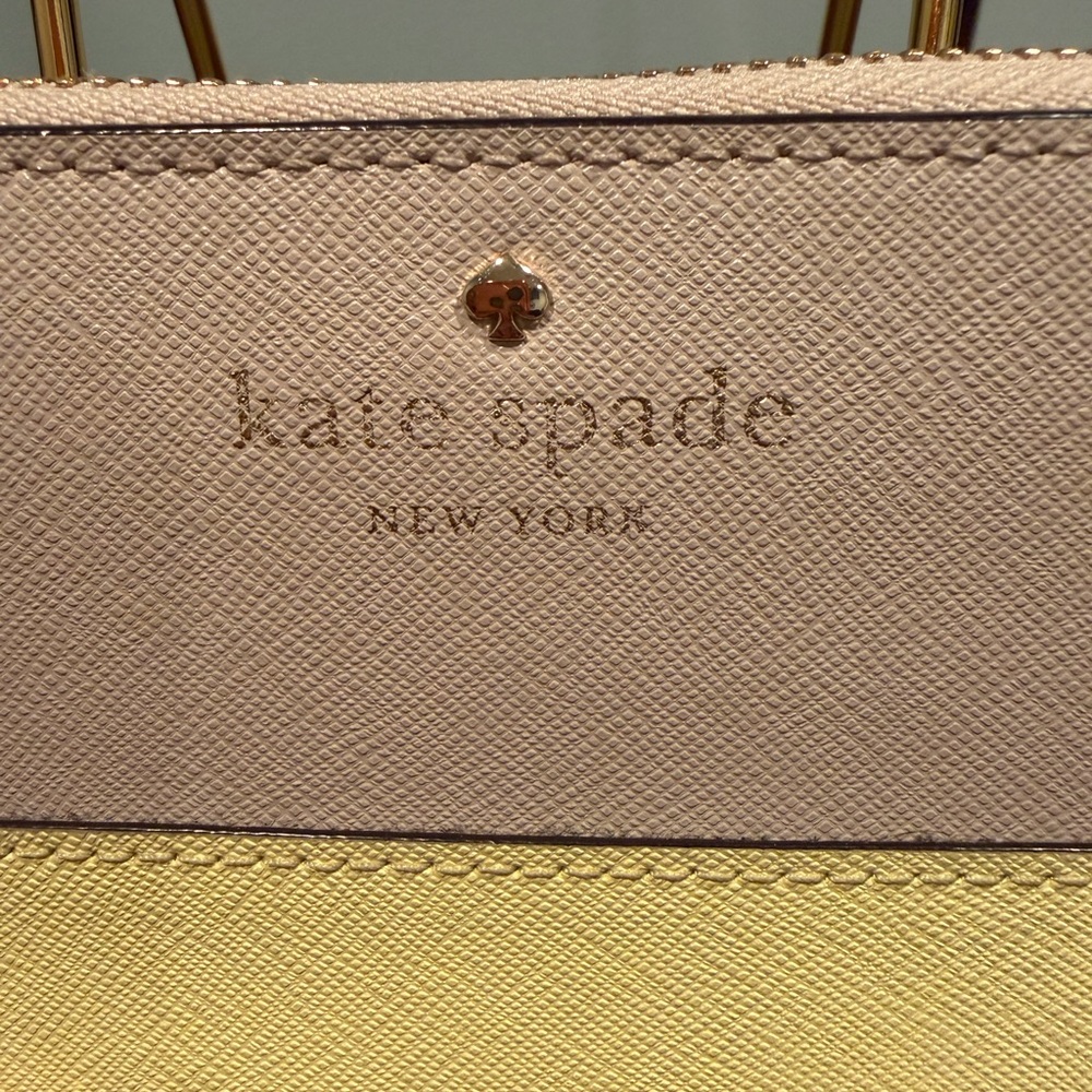 Kate Spade Color block Yellow and Tan Zip Around Wallet - Picture 2 of 10